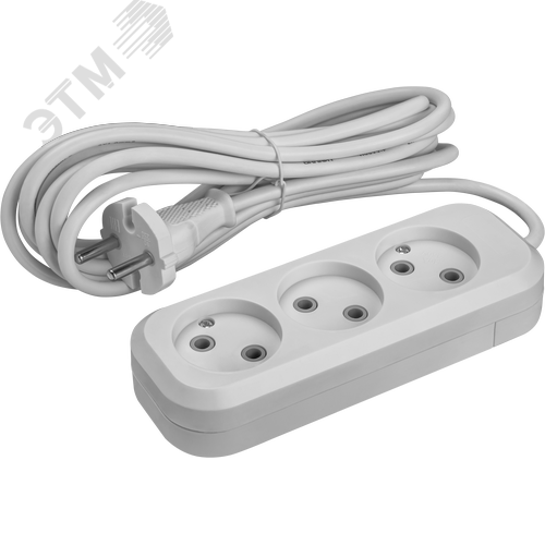 Удлинитель бытовой OPE-S-03-150-X-2x1 без заземления 3 розетки 1,5м ПВС 2х1 2200 Вт