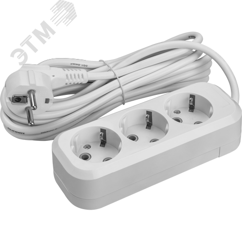 Удлинитель бытовой OPE-S-03-1000-E-3x1 с заземлением 3 розетки 10м ПВС 3х1 3500 Вт