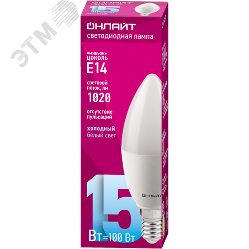 Лампа светодиодная 15 Вт OLL-C37-15-230-6.5K-E14-FR