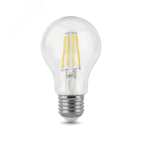 Лампа светодиодная филаментная LED 6 Вт 630 лм 4100К А60 груша нейтральный E27 AC 220В прозрачная колба Black Filament