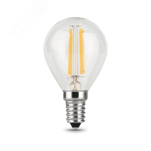 Лампа светодиодная филаментная LED 7 Вт 550 лм 2700К шар P45 теплый E14 AC 220В прозрачная колба Black Filament