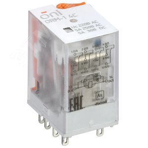 Реле интерфейсное ORM-1 4C 220В AC со светодиодом и тестовой кнопкой ONI