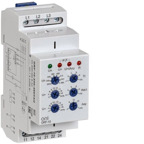 Реле контроля фаз ORF-10 3 фазы 2 контакта 220-460В AC