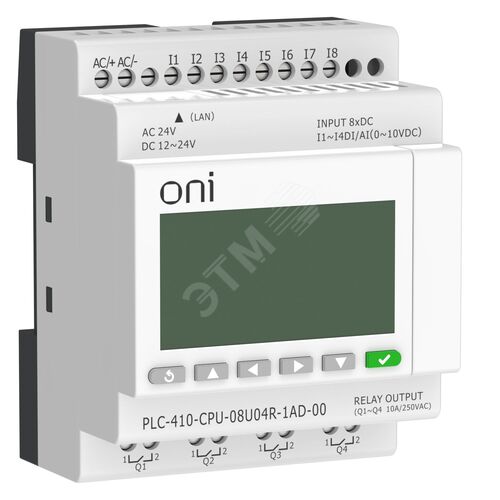 ПЛК 410 Модуль ЦПУ 4 DI 4 UI (0-10 В/DI) 4 RO 12В-24В DC или 24В AC с Ethernet портом с экраном