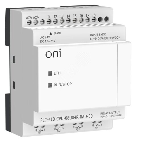 ПЛК 410 Модуль ЦПУ 4 DI 4 UI (0-10 В/DI) 4 RO 12В-24В DC или 24В AC с Ethernet портом без экрана