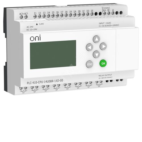 ПЛК 410 Модуль ЦПУ 8 DI 6 UI (0-10 В/DI) 8 RO 12В-24В DC или 24В AC с Ethernet портом с экраном
