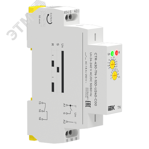 Реле задержки включения TN 1 контакт 24-240В AC/DC IEK