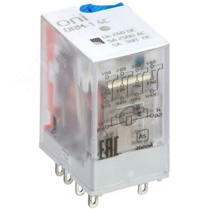 Реле интерфейсное ORM-1 4C 24В DC со светодиодом и тестовой кнопкой ONI