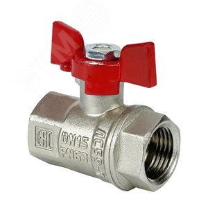 Кран шаровой PREMIUM для воды 11Б27фт1М латунный никелированный 3/4' ВР-ВР бабочка