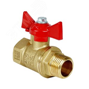 Кран шаровой N/P59 для воды 1' ВН ручка-бабочка, латунный 11Б27фт1М