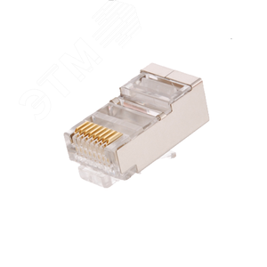 Коннектор RJ45/8P8C под витую пару, Кат.5e (Класс D), 100МГц, покрытие 3мкд, универсальные ножи, дляпроводников 0,47-0,51мм, неэкранированный, уп-ка 100шт