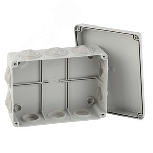 Коробка распаячная открытой установки КОРv 190х140х70мм на винтах 10 гермовводов IP55 (20/360)