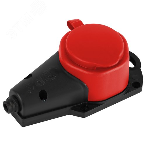 Колодка каучуковая с заземлением 1 розетка 16A IP44 красная KX-1e-RED-IP44