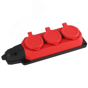 Колодка каучуковая с/з 3 гнезда 16A IP44 красная 9/90/540