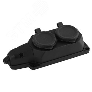 Колодка каучуковая с/з 2 гнезда 16A IP44 черная K-2e-B-IP44