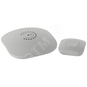 Звонок дверной беспроводной на батарейках 6 мелодий 100м IP44 с регулятором громкости белый 2АА/СR2032 90666