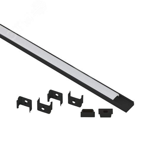 Комплект с накладным анодированным профилем 1506B 15х6мм, 2м, черный САВ262