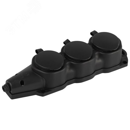 Колодка каучуковая с заземлением 3 розетки 16A IP44 черная KX-3e-B-IP44