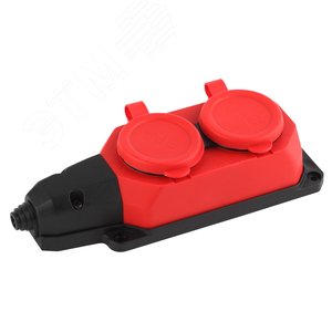 Колодка каучуковая с/з 2 гнезда 16A IP44 красная 12/120/720