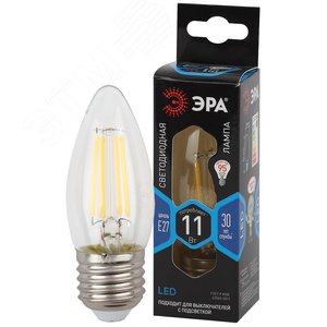 Лампа светодиодная декоративная LED 11 Вт 1430Лм 4000К свеча, филамент нейтральный E27 230В F-LED B35-11w-840-E27