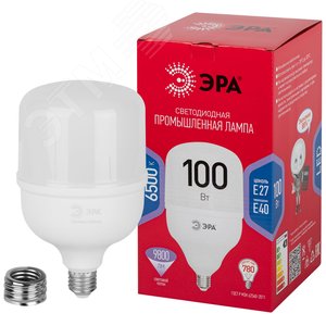 Лампа светодиодная LED 100 Вт 9800Лм 6500К T140 холодный E27/E40 (переходник) 150-275В LED POWER T140-100W-6500-E27/E40 Red Line