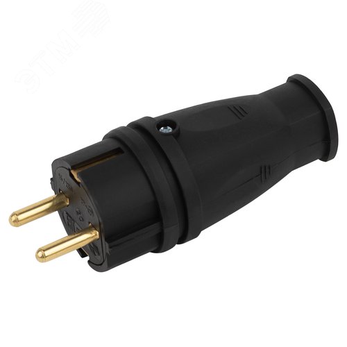 Вилка каучуковая c заземлением 16А IP44 прямая черная VX10-B-IP44