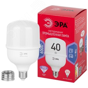 Лампа светодиодная LED 40 Вт 3900Лм 6500К T100 холодный E27/E40 (переходник) 150-275В LED POWER T100-40W-6500-E27/E40 Red Line