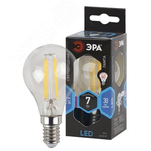 Лампа светодиодная декоративная LED 7 Вт 910Лм 4000К шар, филамент нейтральный E14 230В F-LED P45-7W-840-E14