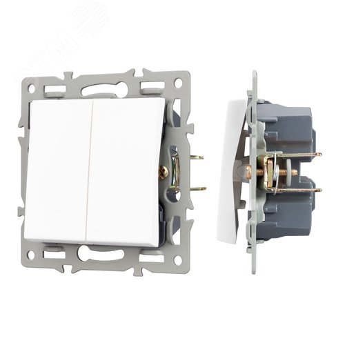 Механизм выключателя двухклавишный непроходной SWT-MK02-PL-WH 250V, 16A