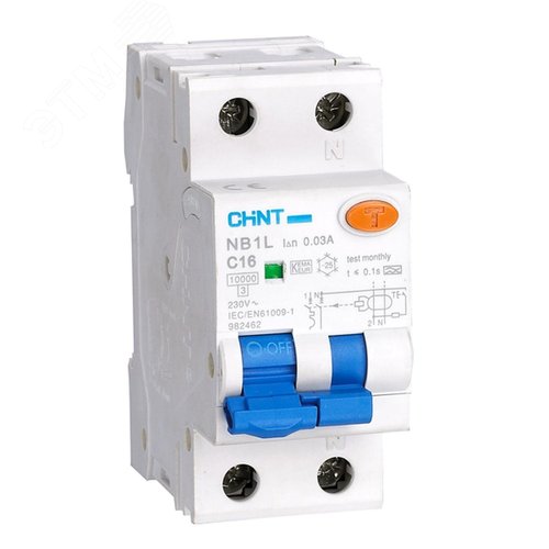 Автомат дифференциальный NB1L 1P+N B10 30мА тип AC 10кА (36mm) (R)