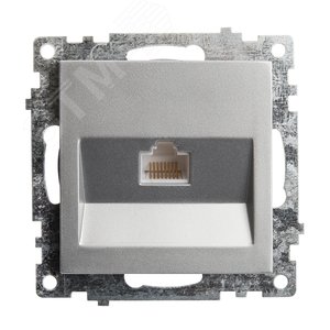 Розетка компьютерная 1-местная RJ-45 (механизм), серия Катрин, серебро