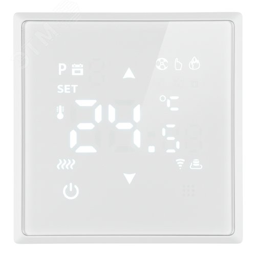 Терморегулятор Wi-Fi (механизм) 250В 3500Вт серия Эмили белый фарфор soft touch STEKKER