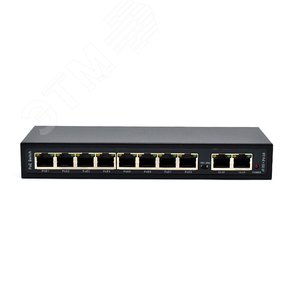 Коммутатор неуправляемый 8x100Мбит/с (RJ45 с PoE+), 2x1Гбит/с (RJ45) 120Вт