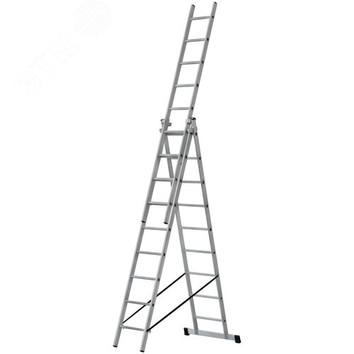 Лестница трехсекционная алюминиевая, 3x9 ступеней, H=257/426/591 см, вес 11.18 кг