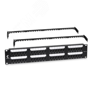 Патч-панель IDC 19' (2U), 48 портов RJ-45, категория 5e, Dual IDC, с задним кабельным организатором