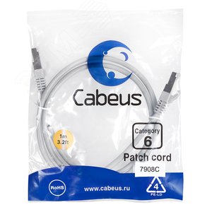 Патч-корд F/UTP, категория 6, 2xRJ45/8p8c, экранированный, серый, LSZH, 1м