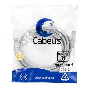 Патч-корд F/UTP, категория 6, 2xRJ45/8p8c, экранированный, серый, LSZH, 3м