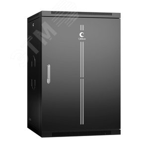 Шкаф телекоммуникационный настенный разобранный 19дюймов 18U 600x600x901mm (ШхГхВ) дверь металл, цвет черный (RAL 9004)