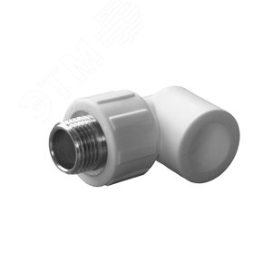 Угольник комбинированный 20x1/2' НР переходной, полипропиленовый PPR, белый