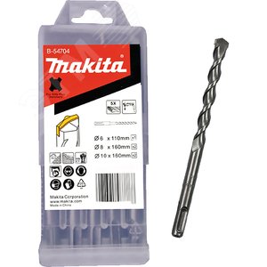 Набор буров SDS-Plus Centering tip, 5 шт (6х110x1, 8х160х2,10х160х2)