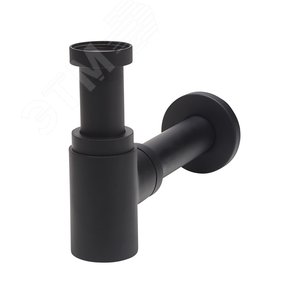 Сифон LINEIS MINI для раковины 1'1/4x32 без выпуска с отводом и декоративной розеткой, черный матовый, латунь