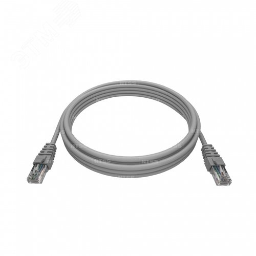 Патч-корд 2хRJ45/8P8C, T568B UTP 5e кат. литой 2 метра, LSZH, серый