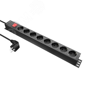 Блок розеток NTSS, 19, 1U, алюминий, 1ф16A, 3.7кВт, (8) Schuko CEE 7/7, выкл. с подсв.и крыш., 1.8м каб., вил. Schuko