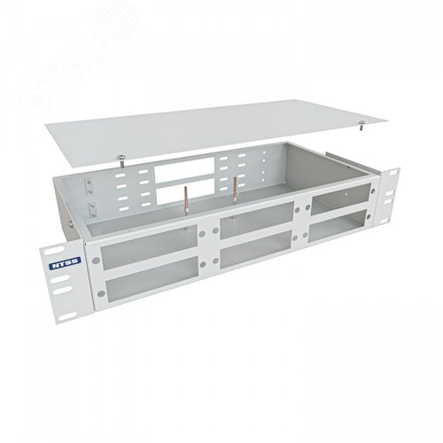 Кросс оптический 19'' укомплектованный 2U, 48 портов SCUPC, 625125 мкм серый RAL 7035