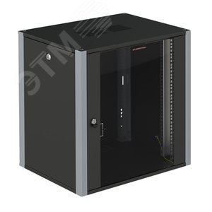 Шкаф телекоммуникационный настенный 19' 12U дверь стекло IP20. 600x450x585mm(ШхГхВ) цвет черный(RAL 9004/RAL7000)