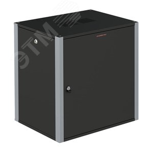 Шкаф телекоммуникационный настенный 19' 12U дверь металл IP20. 600x450x585mm(ШхГхВ) цвет черный(RAL 9004/RAL7000)