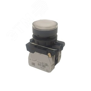 Кнопка КМЕ4622мЛ-24В-белый-2но+2нз-цилиндр-индикатор-IP65