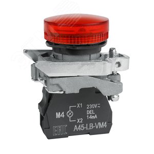 Лампа сигнальная OptiSignal D22 C4-L-M4 красная металл 230-240VAC XB4BVM4