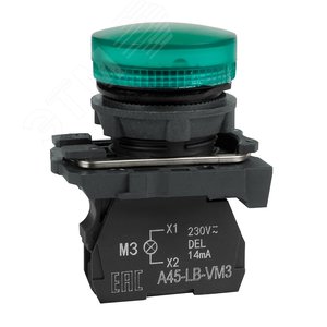 Лампа сигнальная OptiSignal D22 C5-L-M3 зеленая пластик 230-240VAC XB5AVM3