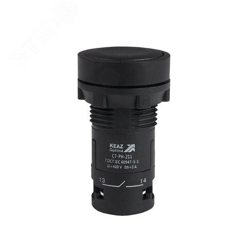 Кнопка с фиксацией OptiSignal Compact D22 C7-PH-211 черная 1НО+1НЗ XB7NH25